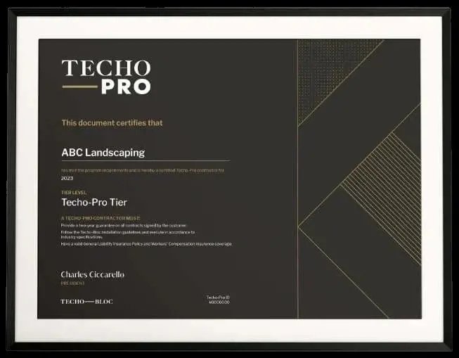 Techo-Pro certification certificate