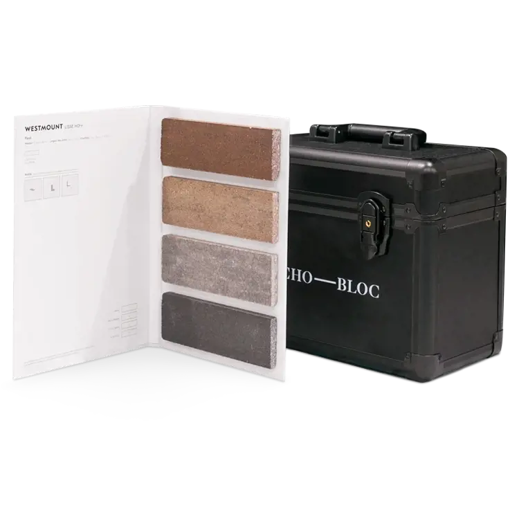 Techo-Bloc Sample Briefcase with compact hard case and sample binder.