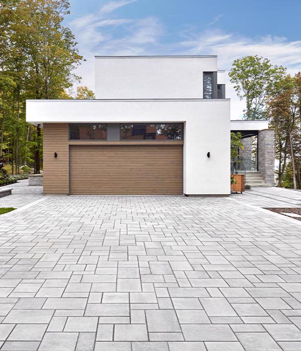 Techo bloc by space driveways front yard entrance pavers grey 5
