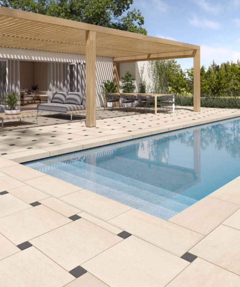 Mini pavers and larger slabs contemporary look