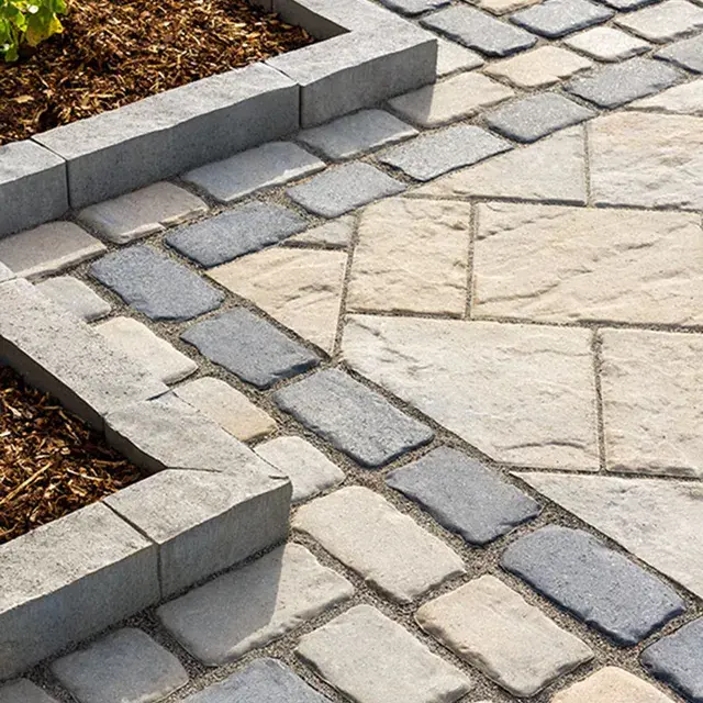 Brandon by Techo-Bloc, brick edging stones made of salt-resistant concrete, perfect for creating durable borders around patios and walkways.