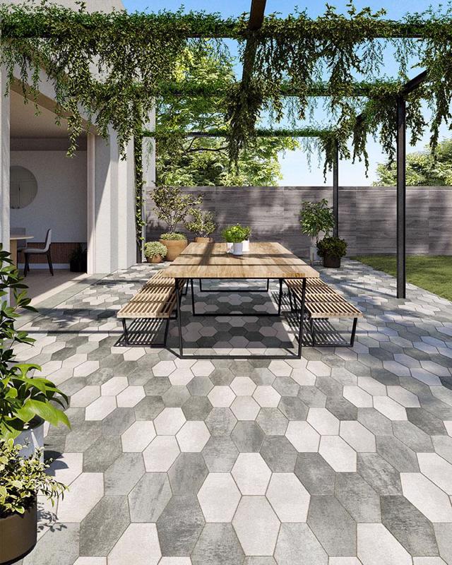 Patio paver slabs Hexa dalle de patio Primer Techo Bloc Series 2020 043 Hexa2 colors