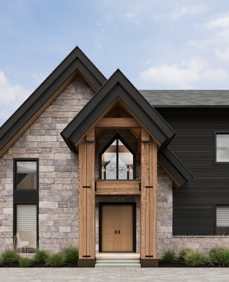 Madison Smooth masonry stone veneer on a modern home façade