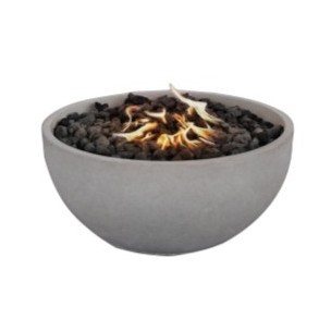 Swatch of Lumi Firebowl in Warm Grey showing its textured stone-like bowl surface.