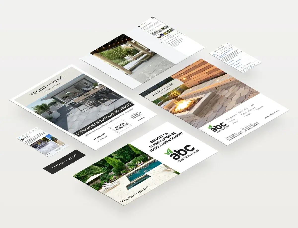 Matériel marketing co-marquée, incluant circulaires et publicités imprimées pour détaillants