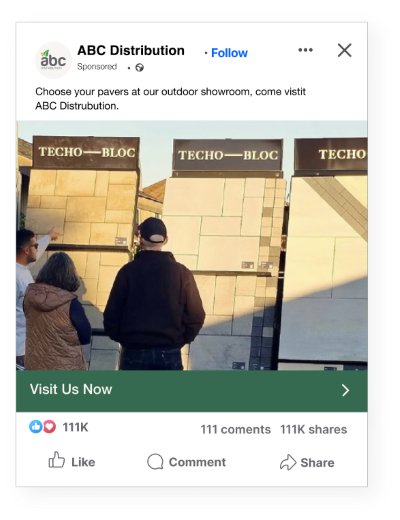 Example Techo-Bloc Facebook ad creative preview.