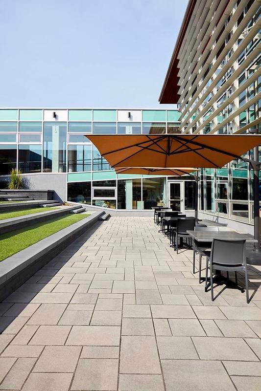 Techo-Bloc Blu 80 Smooth Paver installed outside the West Island College in Montreal.