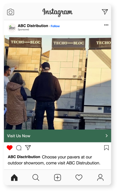 Example Techo-Bloc Instagram ad creative preview.