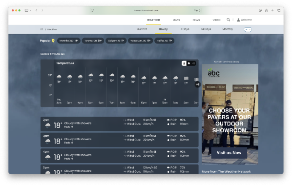 Example Techo-Bloc display ad shown on a website page.