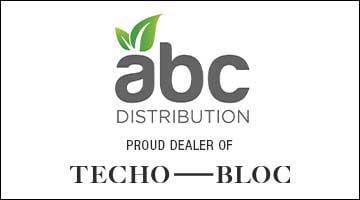 Dealer logo with Techo-Bloc wordmark shown at the correct relative size