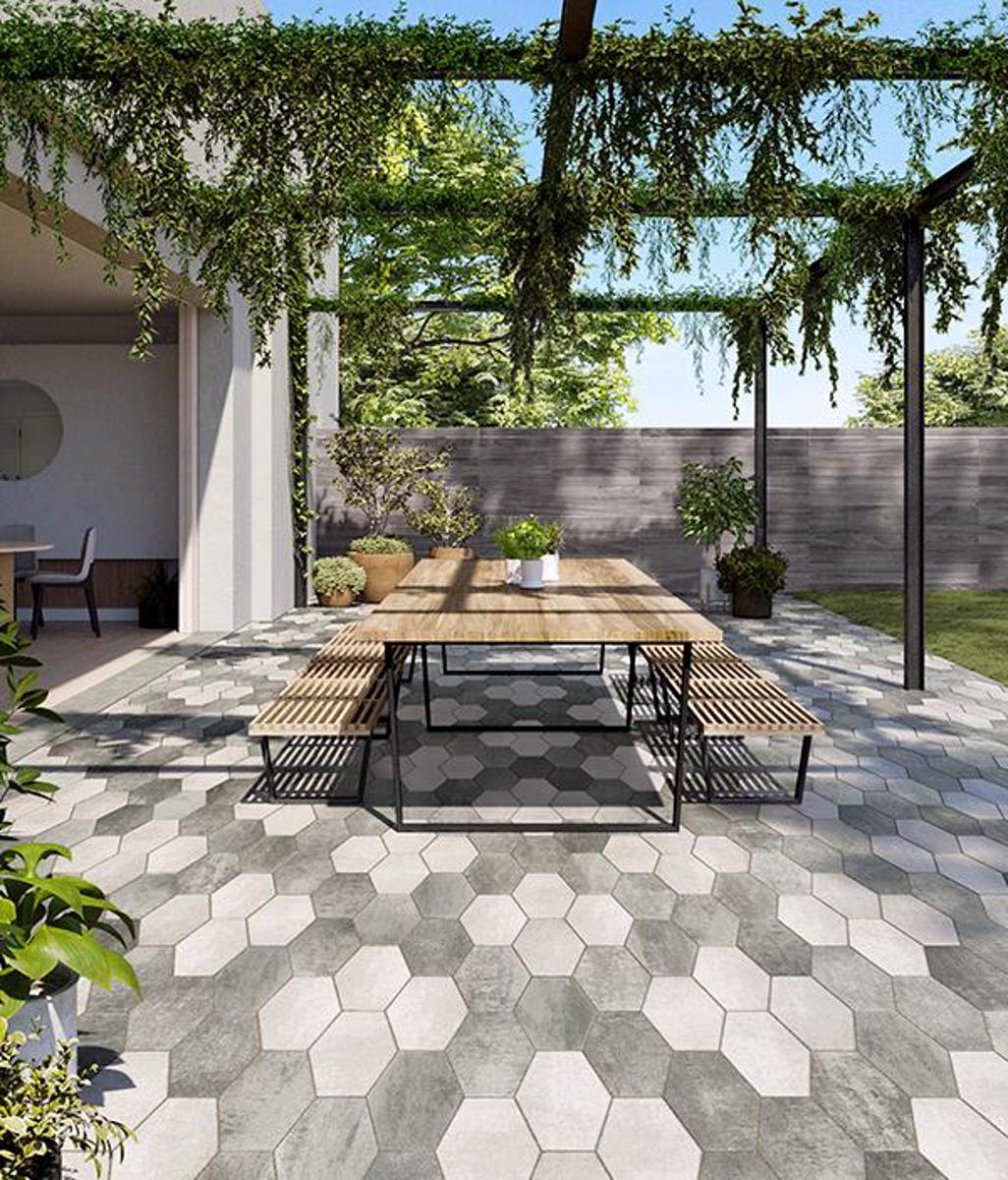 Techo bloc by style backyard patio exotic slabs hexa smooth grey 4