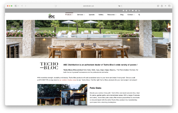 Example Techo-Bloc landing page used for paid digital campaigns.