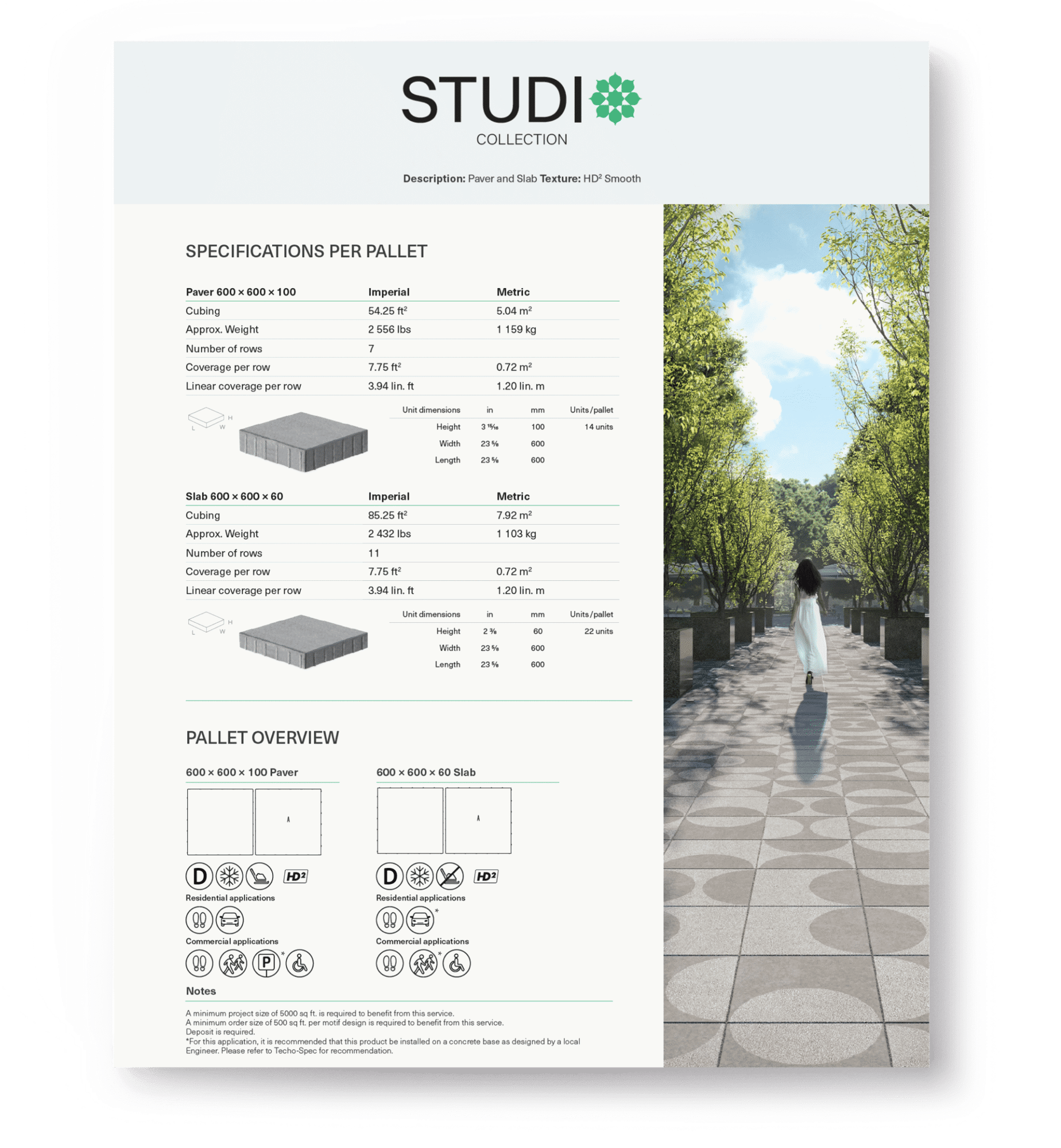 Studio Collection technical specification sheet