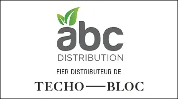 Logo du détaillant avec le logo Techo-Bloc à la bonne proportion