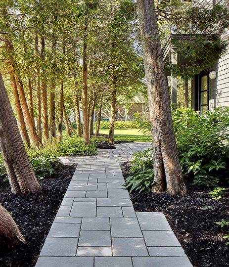 Techo Bloc pavers walkway entrance blu greyed nickel