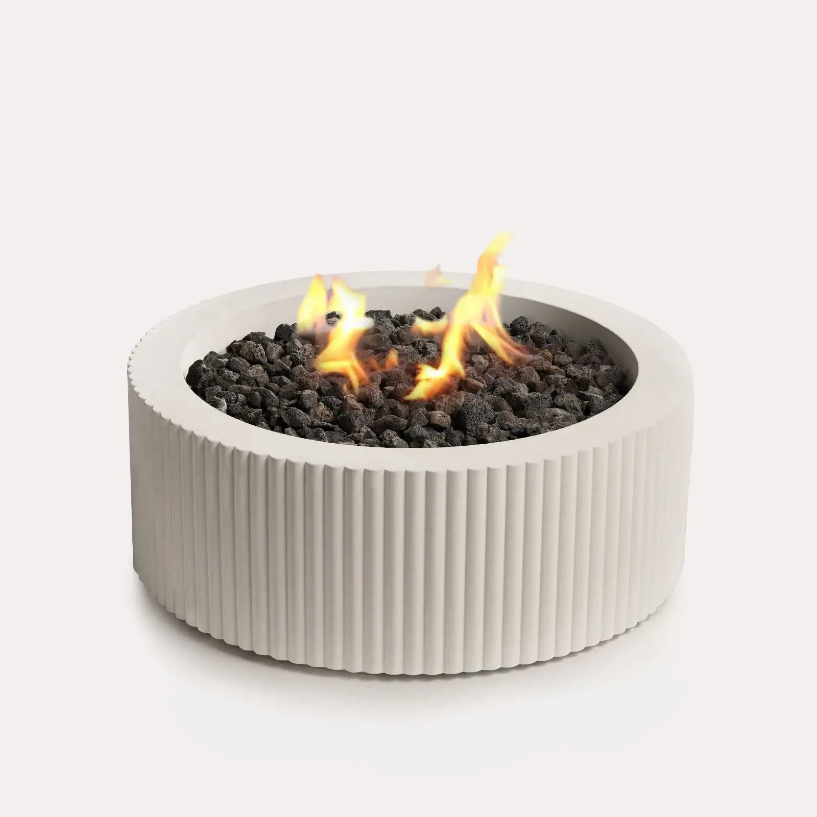 SCULPTURA FIREPIT SCALLOPED 40-INCH, SMOOTH, COOL GREY | Techo-Bloc