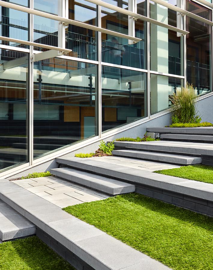 Techo bloc case study commercial paver wall cap grey black west island college main page img1
