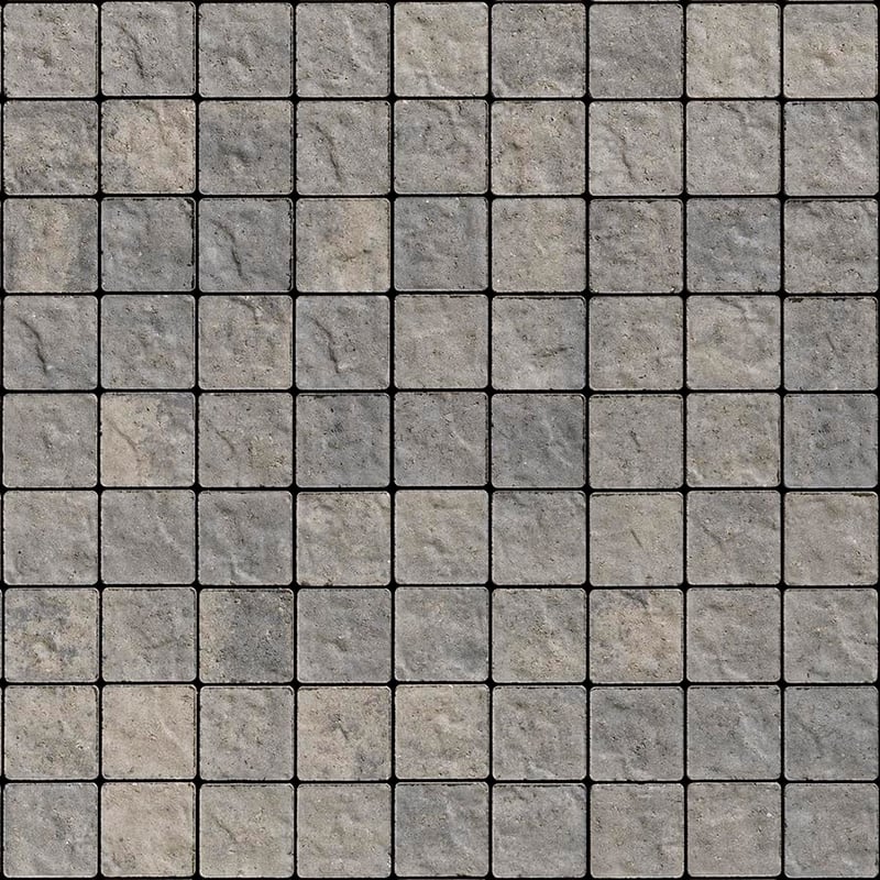 Techo-Bloc Squadra Paver Shale Grey with slate texture, shown in close-up with a uniform square layout.