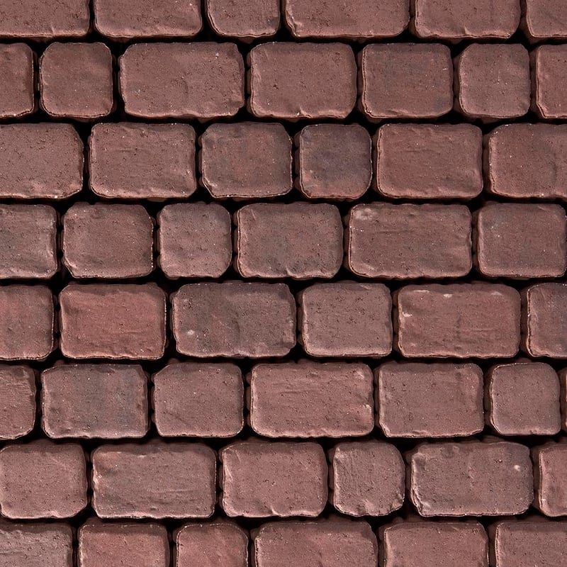 Techo-Bloc Villagio Paver Merlot with beveled texture, close-up showing deep red tones and softly aged edges.