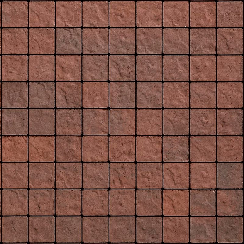 Techo-Bloc Squadra Paver Merlot with slate texture, showing natural color variation in a uniform square layout.