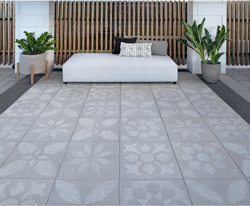 P.fsq De La Rocha デラロッチャ　pup INDUSTRIA 600X600X60 HD², FLORA ROSEMARY, GREYED NICKEL | Techo-Bloc