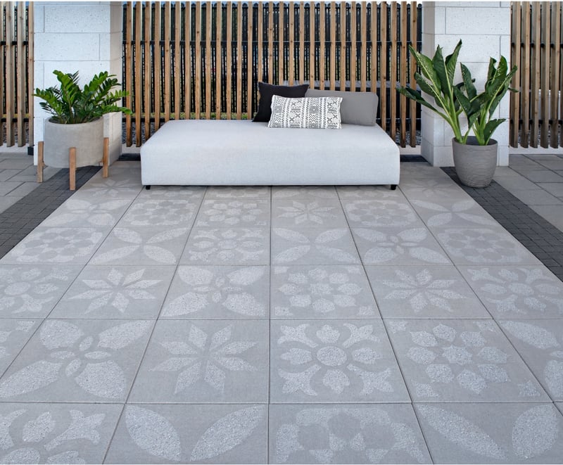 INDUSTRIA 600X600X60 HD², FLORA DAISY, GREYED NICKEL | Techo-Bloc