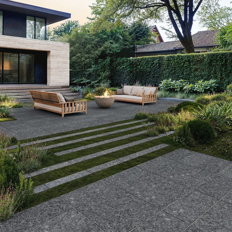 TERRAZZO SLAB, 600X150X60, POLISHED, METEOR BLACK | Techo-Bloc