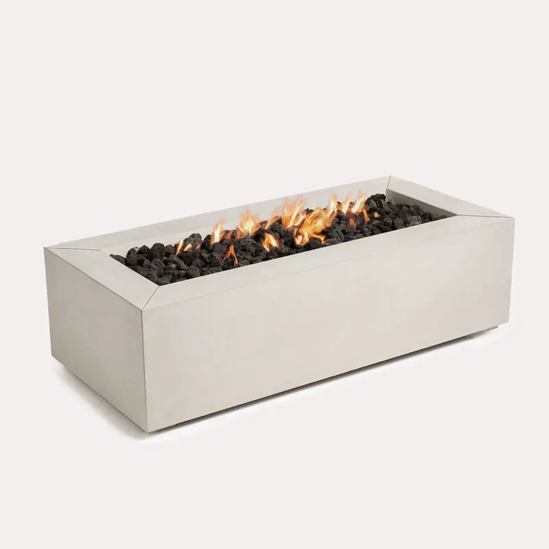 P.fsq De La Rocha デラロッチャ　pup SCULPTURA FIREPIT RECTANGLE 24 X 52, SMOOTH, COOL GREY | Techo-Bloc