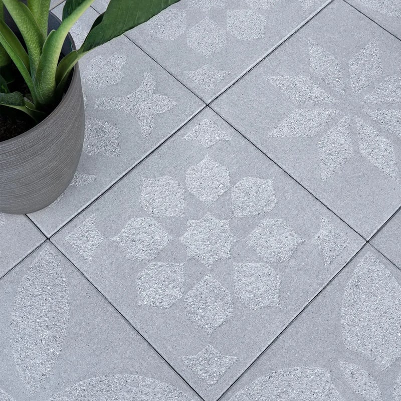 INDUSTRIA 600X600X60 HD², FLORA DALHIA, GREYED NICKEL | Techo-Bloc