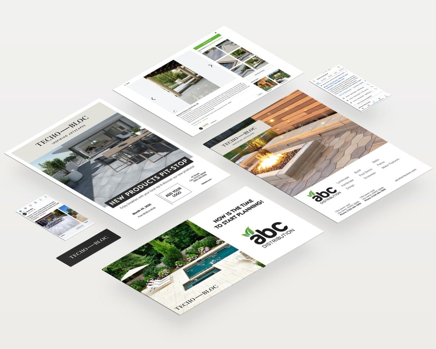 Co-branded marketing materials including flyers and print ads for dealers