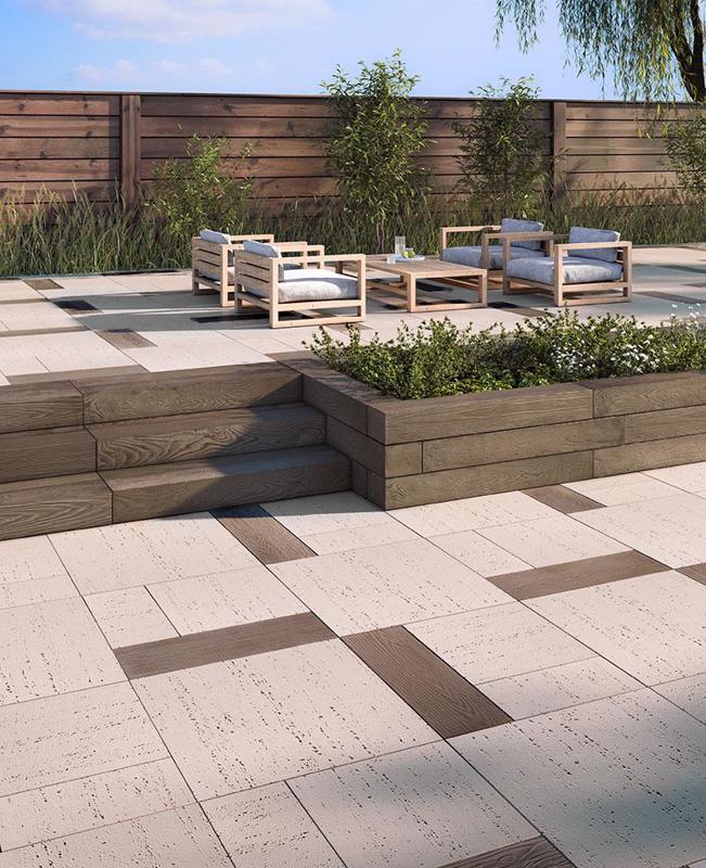 Patio paver slabs Travertina Raw dalle de patio Primer Techo Bloc Series2019 012 Travertina Borealis