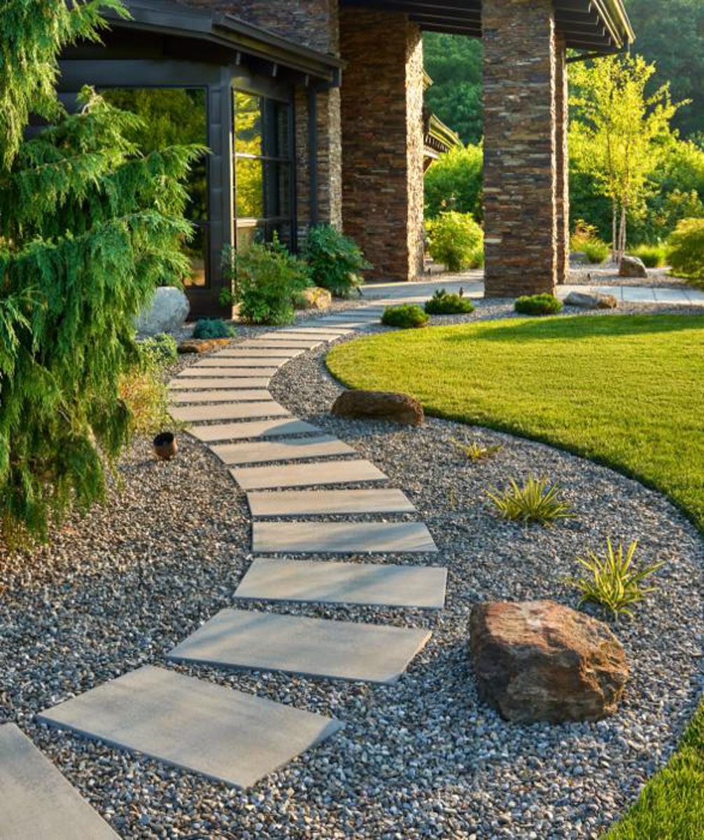 Pillars shape walkway stepping stones slabs grey image3