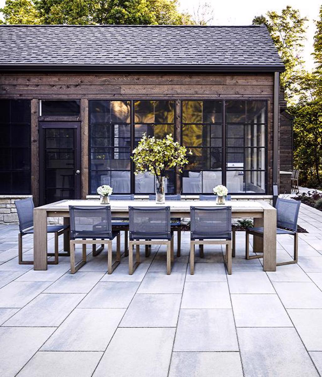 Techo bloc by style backyard patio dining table slabs grey rustic 2