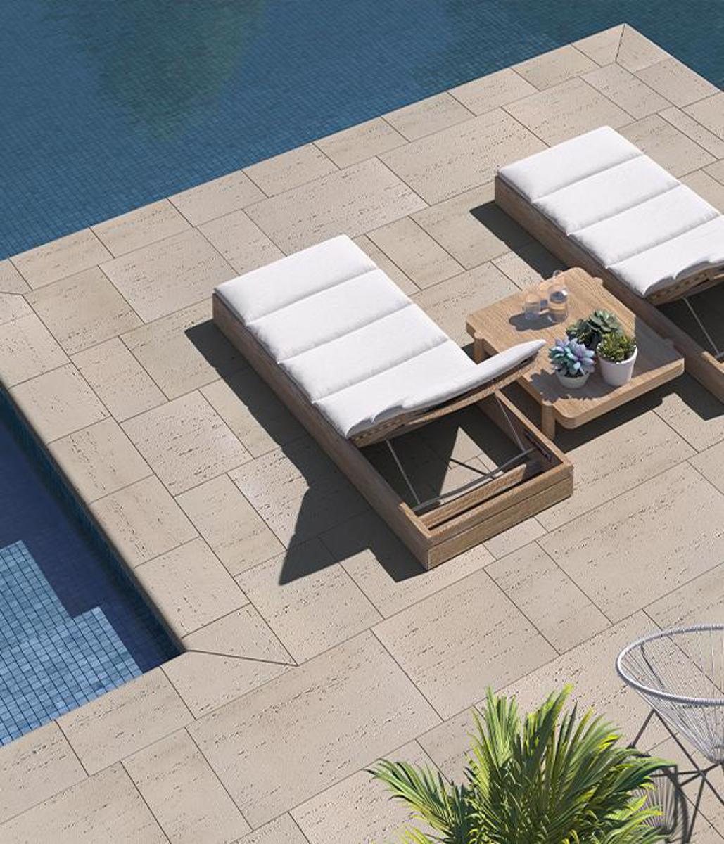 Techo bloc by style backyard poolside exotic slabs travertina texture beige 1